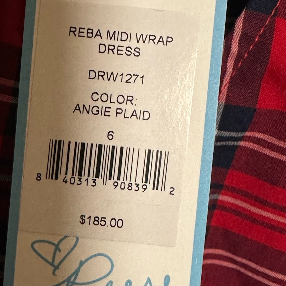 Draper James Red Plaid Midi Dress nwt - Picture 4 of 5